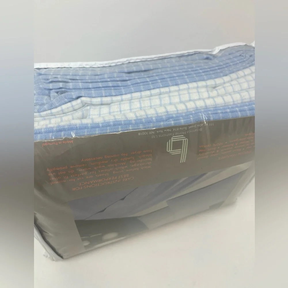 Joie de Vivre Twin 3 Piece Sheet Set Flannel Blue 100% Pure Virgin Cotton NEW